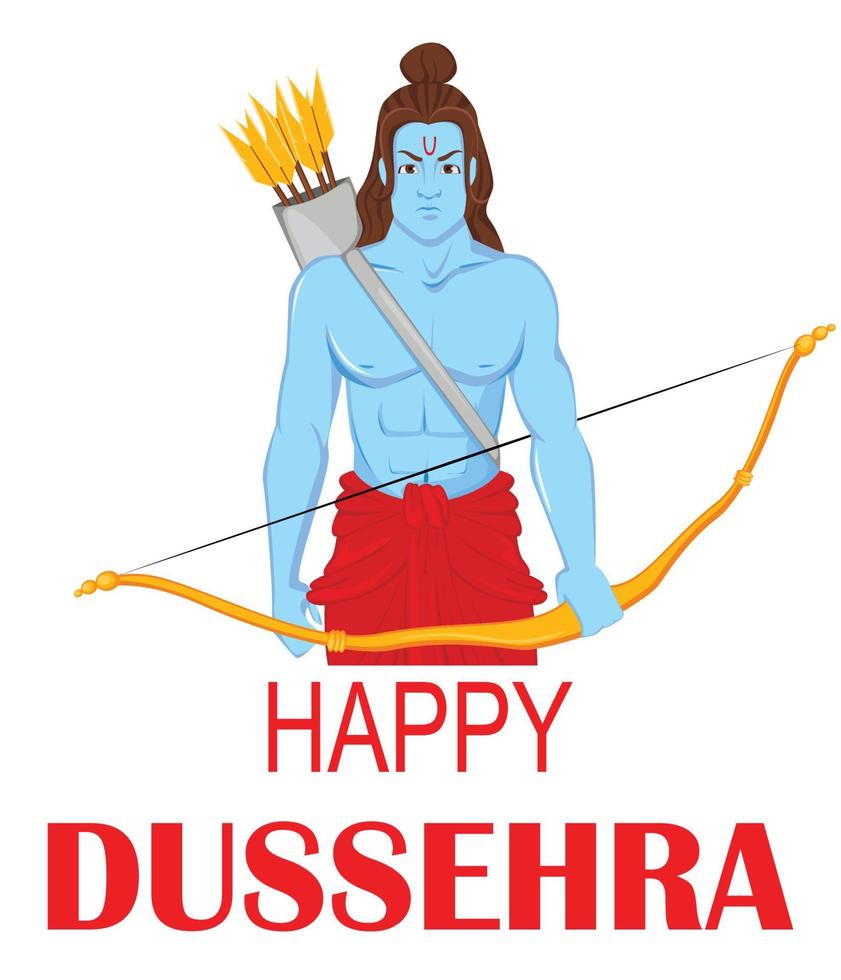 Lord Rama with bow and arrows for Dussehra Navratri festival of India. vector