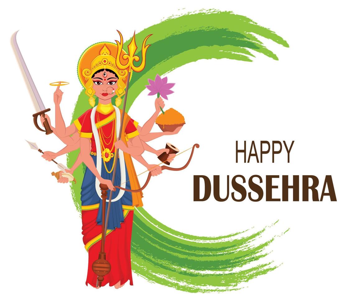 Happy Dussehra vector illustration. Maa Durga on abstract background