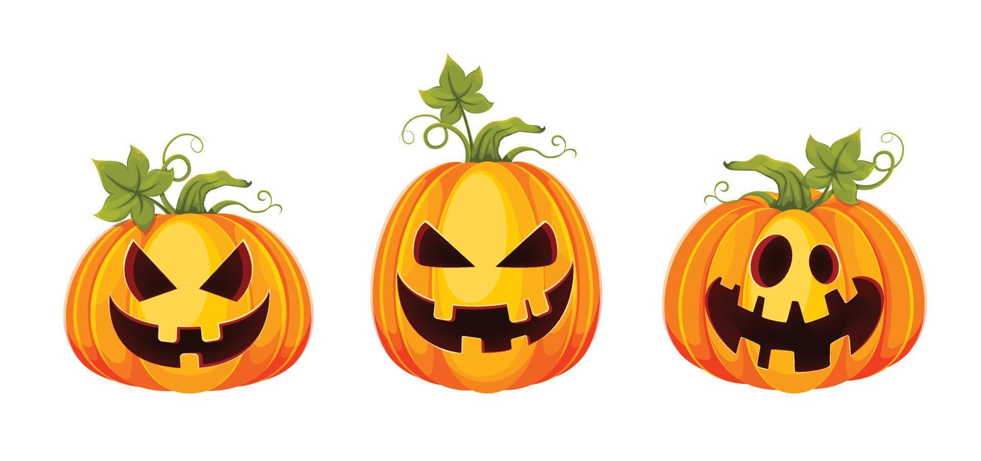Happy Halloween. Funny Jack O Lanterns, set vector