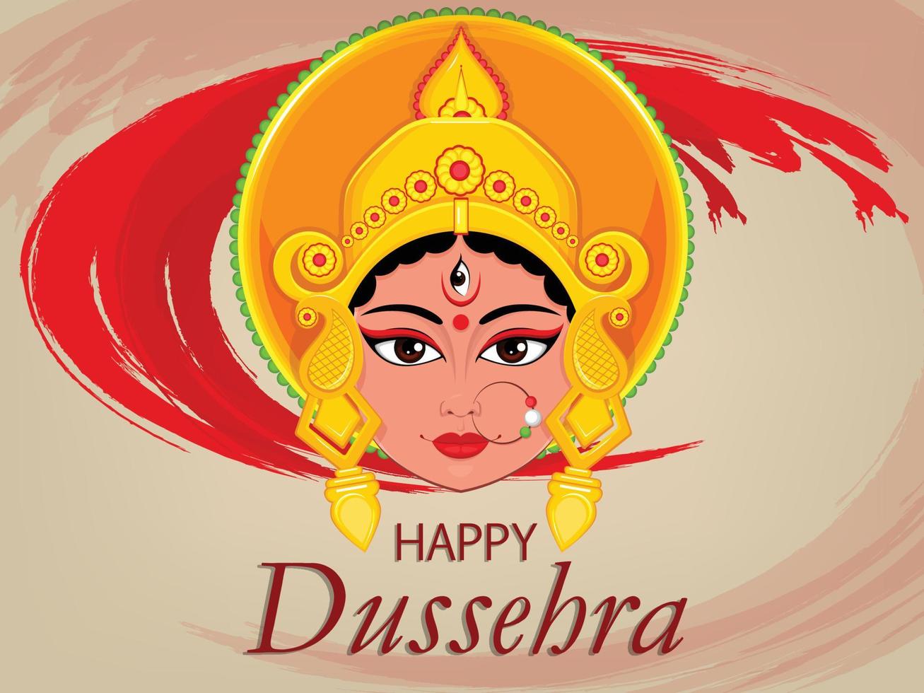 Happy Dussehra greeting card. Maa Durga Face for Hindu Festival vector