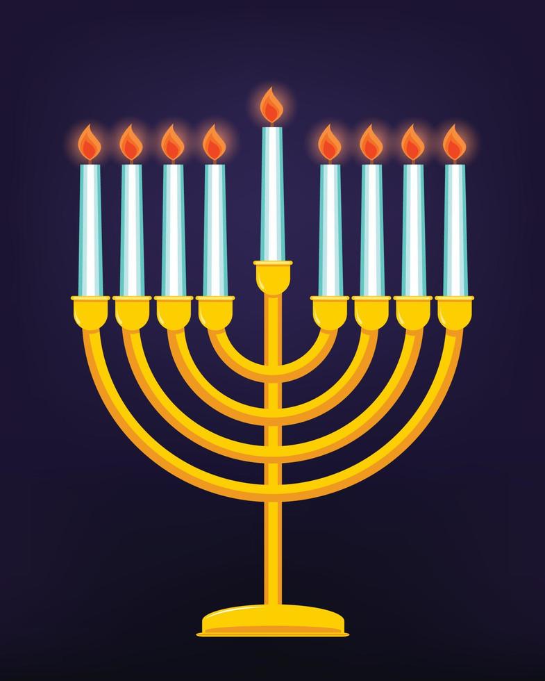 Burning candle. Happy Hanuka vector