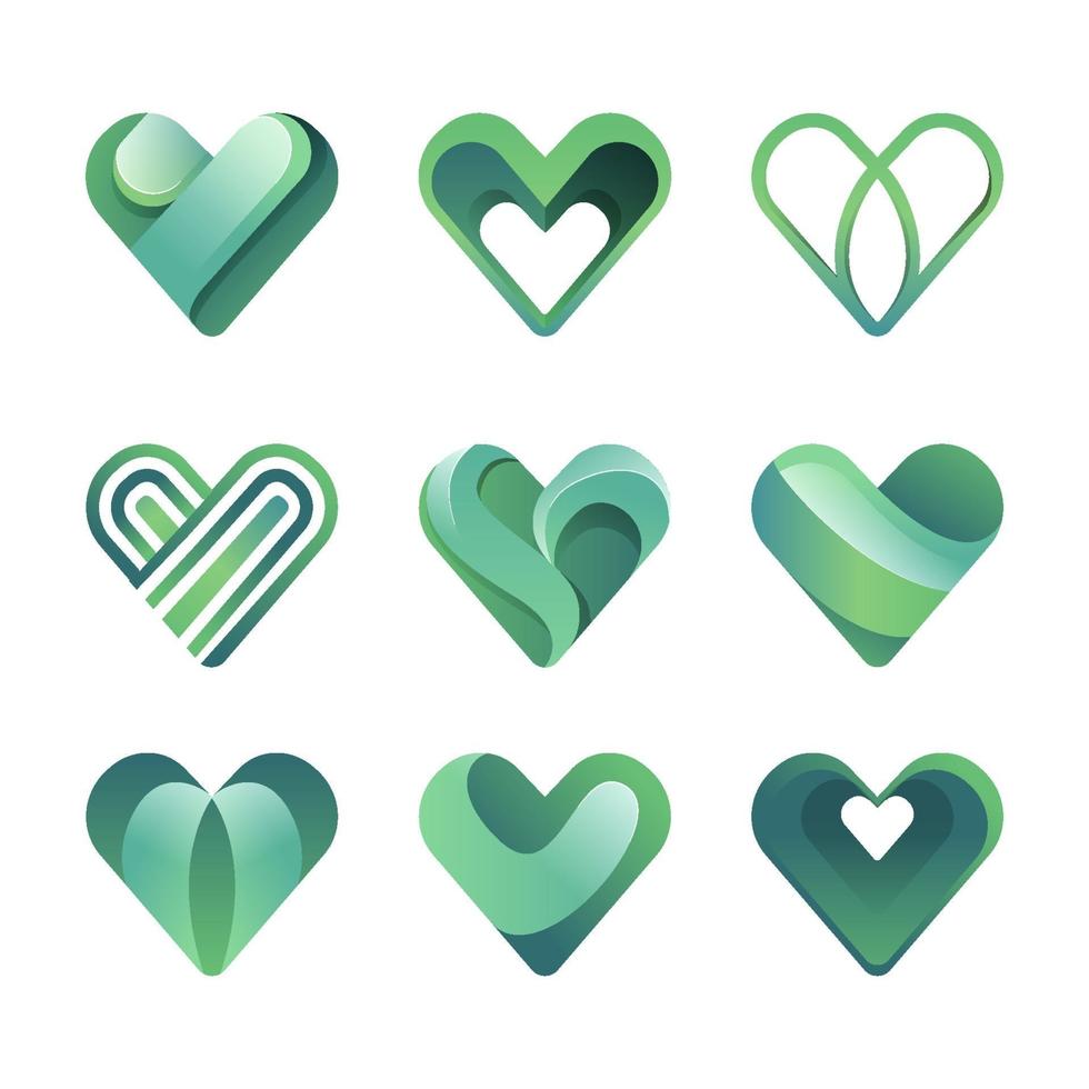 logo de corazones verdes vector