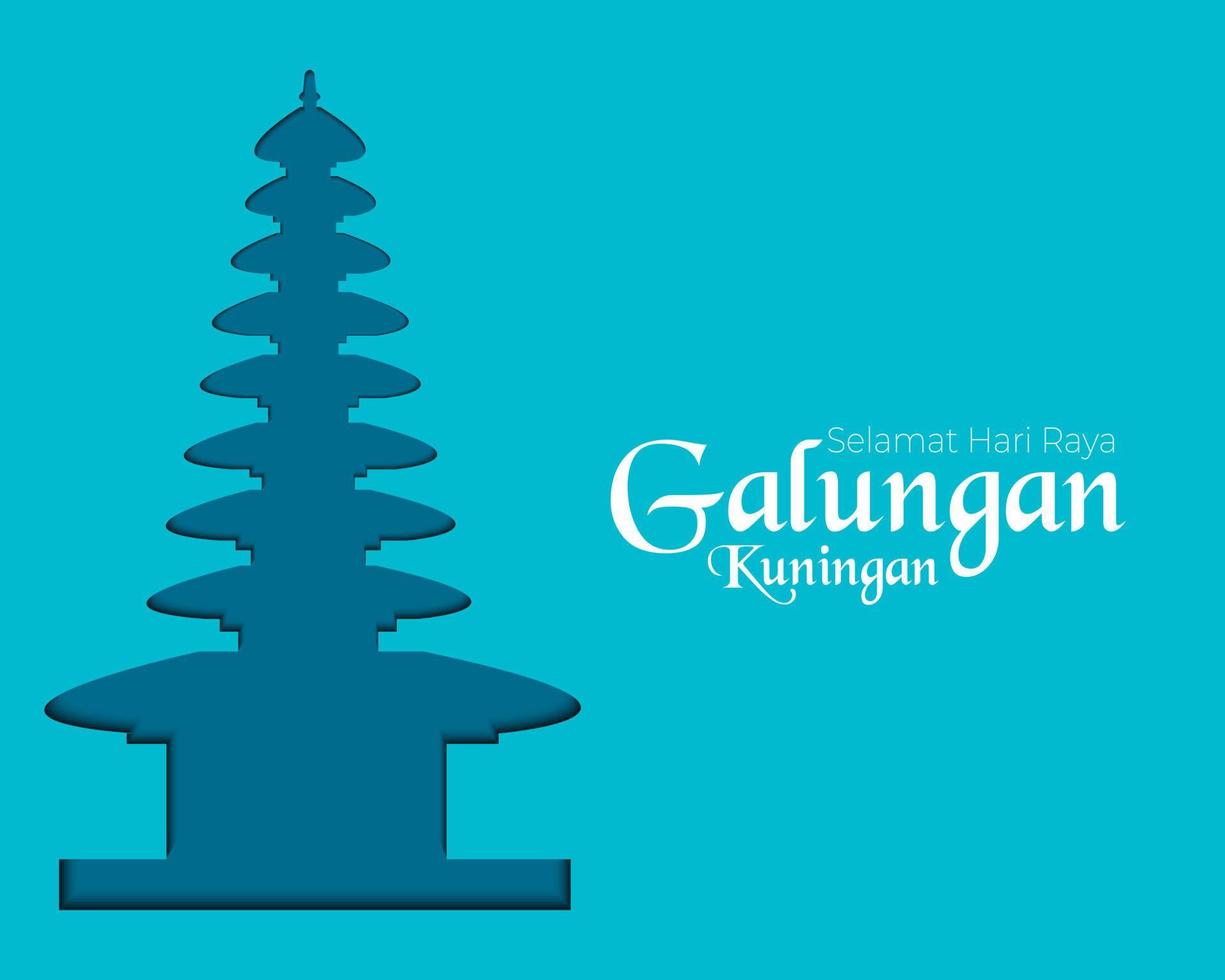 Happy Galungan Kuningan Temple Paper Vector