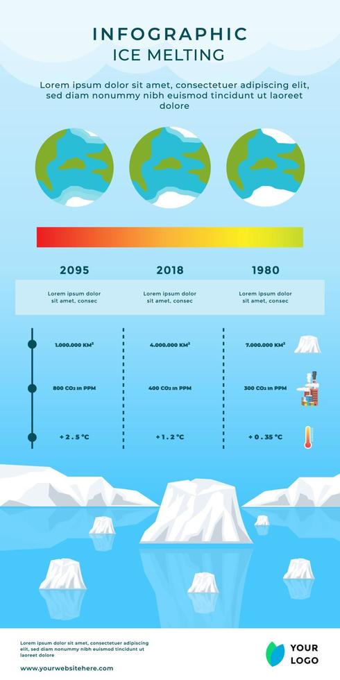 Infographic Ice melting, impacts from global warming. vector illustration design