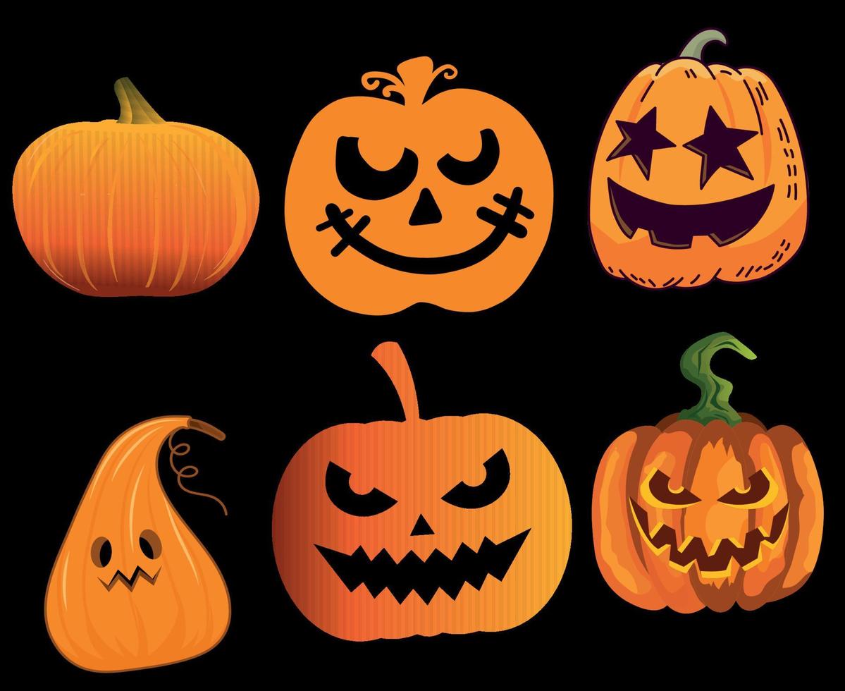 Pumpkin Halloween Objects Signs Symbols Vector Illustration Abstract With Black Background