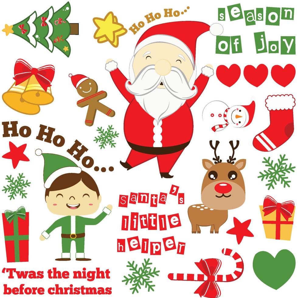 Collection of  Santa Claus and other Christmas objects vector