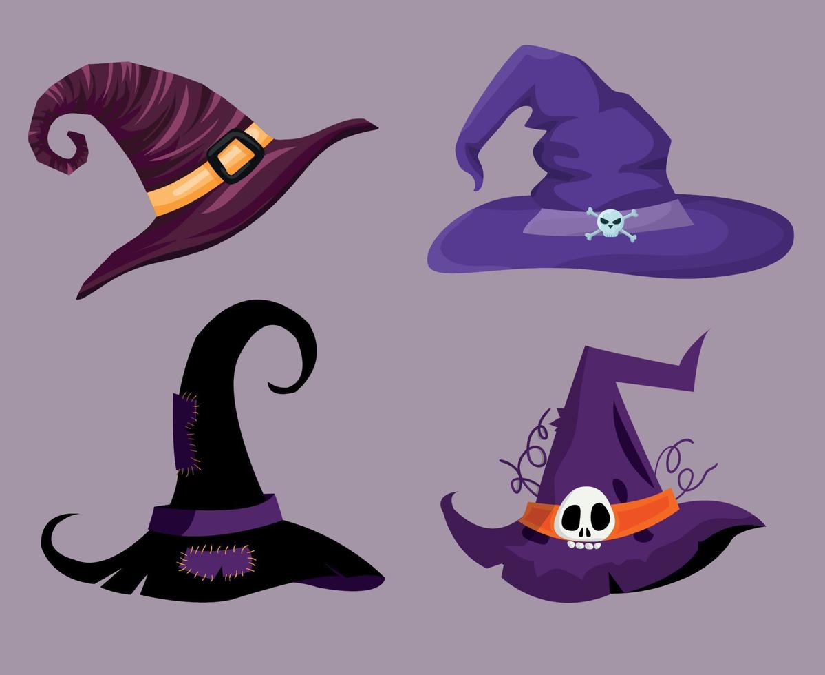 Sombreros objetos signos símbolos ilustración vectorial abstracto con fondo púrpura vector