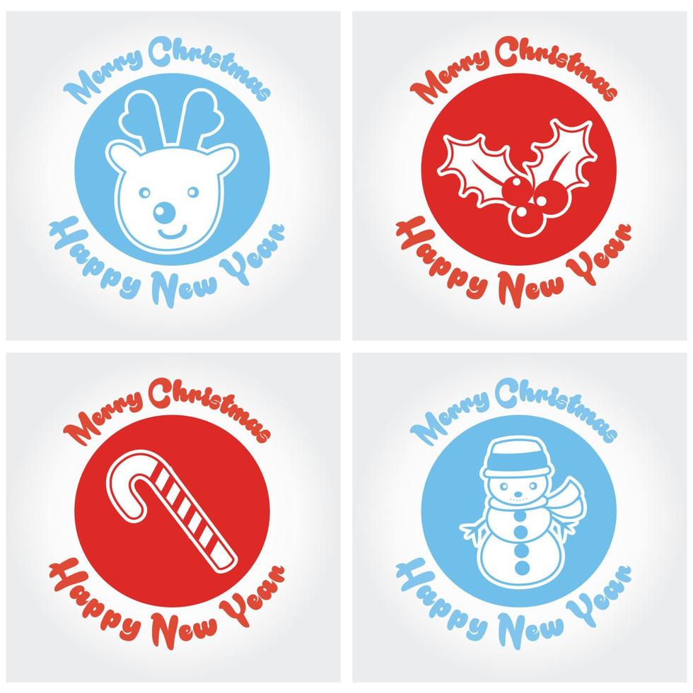 Collection of merry christmas and new year cards vector