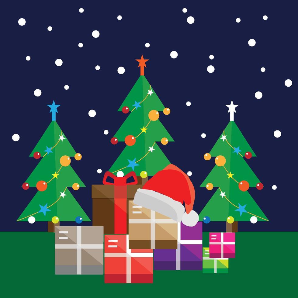 árbol de navidad vintage con regalos vector