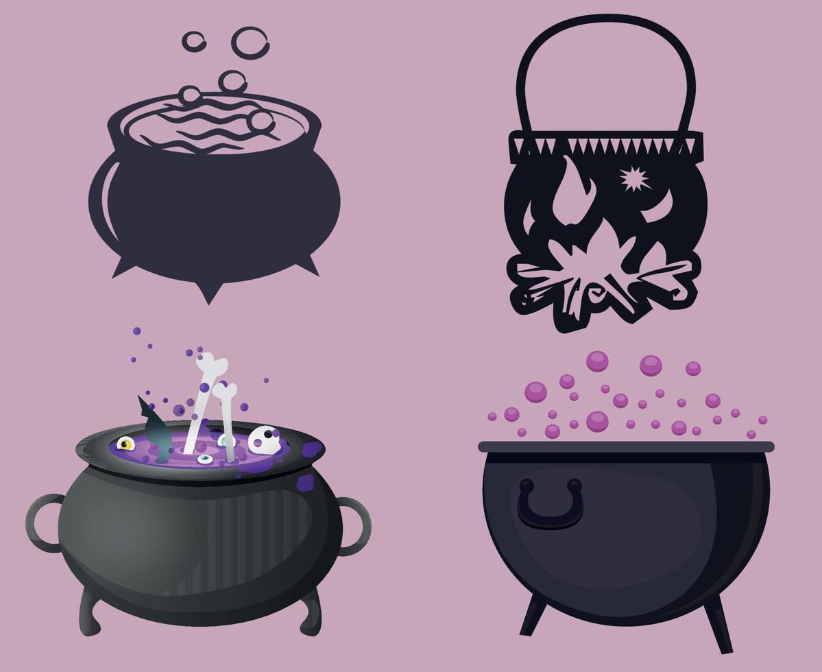 macetas objetos negros y grises signos símbolos ilustración vectorial abstracto con fondo púrpura vector