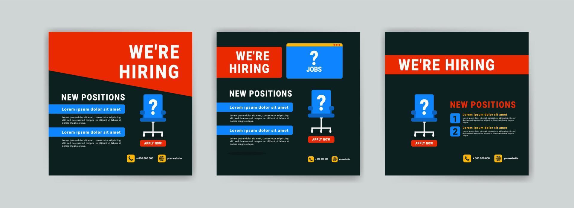 We're hiring. Job offer leaflet template. Job vacancy flyer poster template design. vector