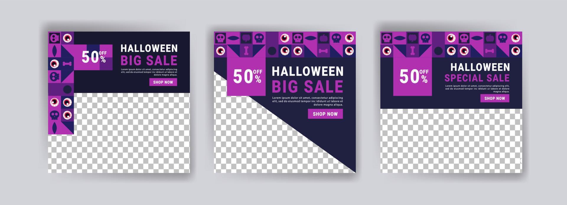 Social media post template for halloween sale. Sales banner for halloween celebration. vector