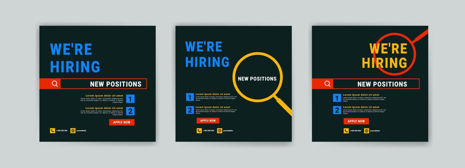 We're hiring. Job offer leaflet template. Job vacancy flyer poster template design. vector