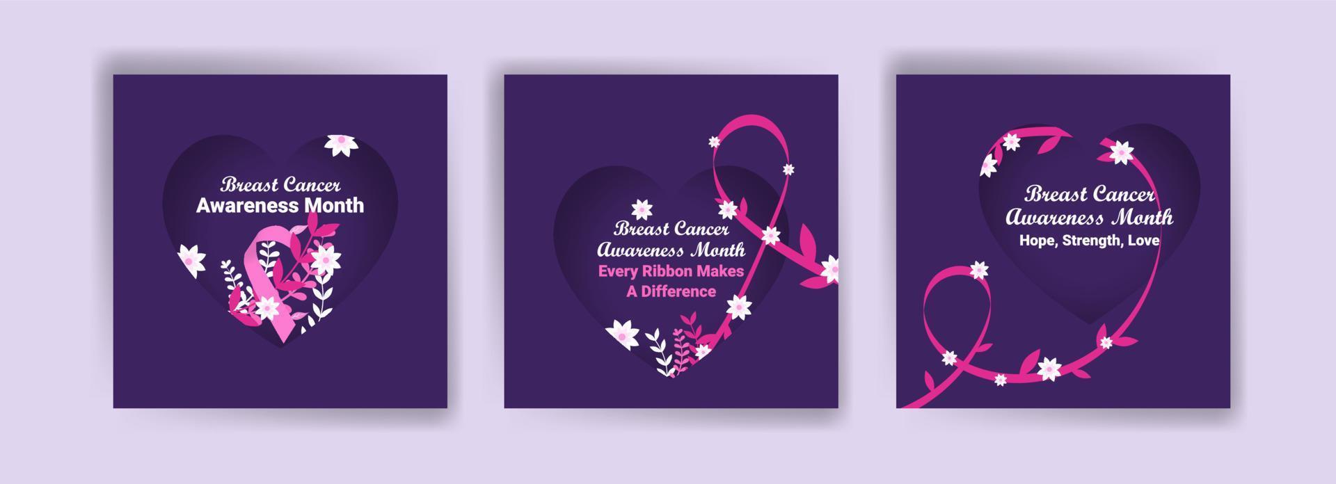 Social media post template for breast cancer awareness. Women's healthcare. Celebrate annual. Medic concept. vector