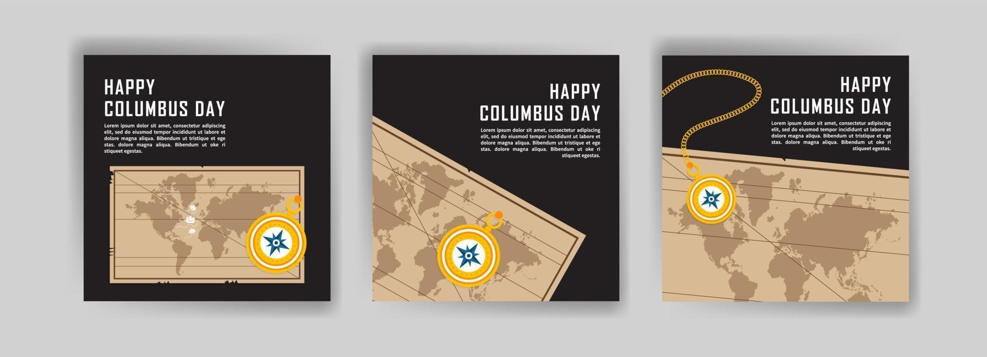 Happy Columbus Day. Social media post template for Columbus Day. vector