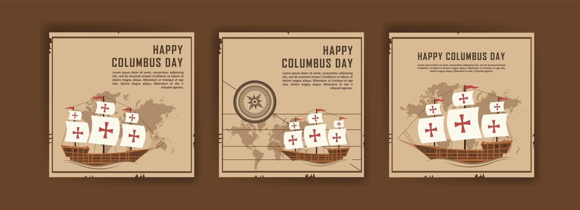 Happy Columbus Day. Social media post template for Columbus Day. vector