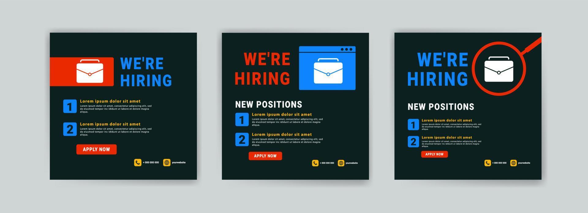 We're hiring. Job offer leaflet template. Job vacancy flyer poster template design. vector