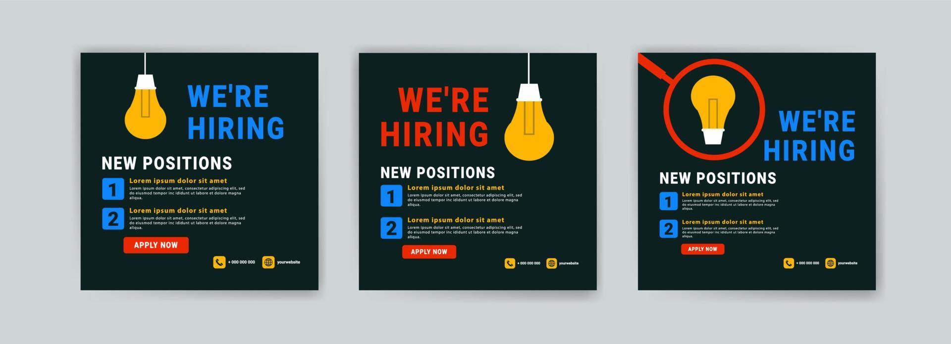 estamos contratando. plantilla de folleto de oferta de trabajo. diseño de plantilla de cartel de volante de vacante de trabajo. vector