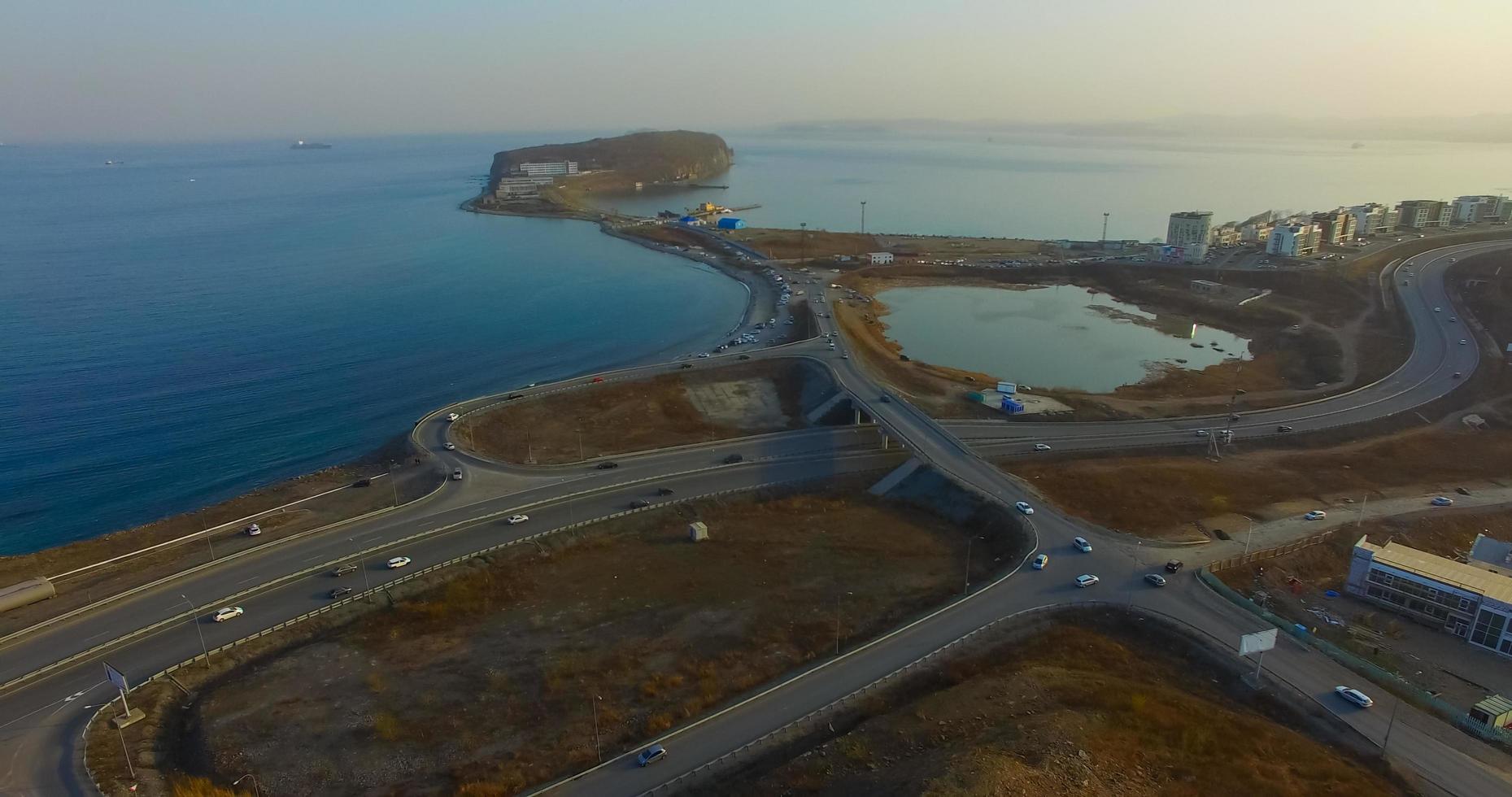 Aerial overview of the track Sedanka-Patroclus. Vladivostok, Russia photo