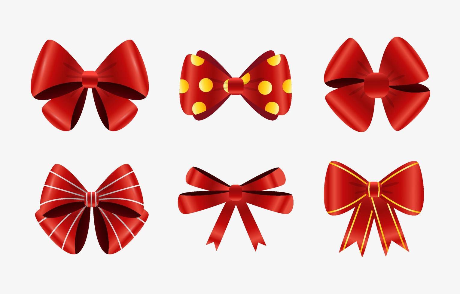 Lazos rojos con diferentes corbatas y formas. vector