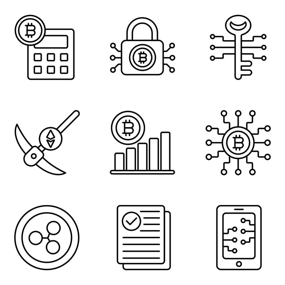 Cryptocurrency Line Icons Sets vector