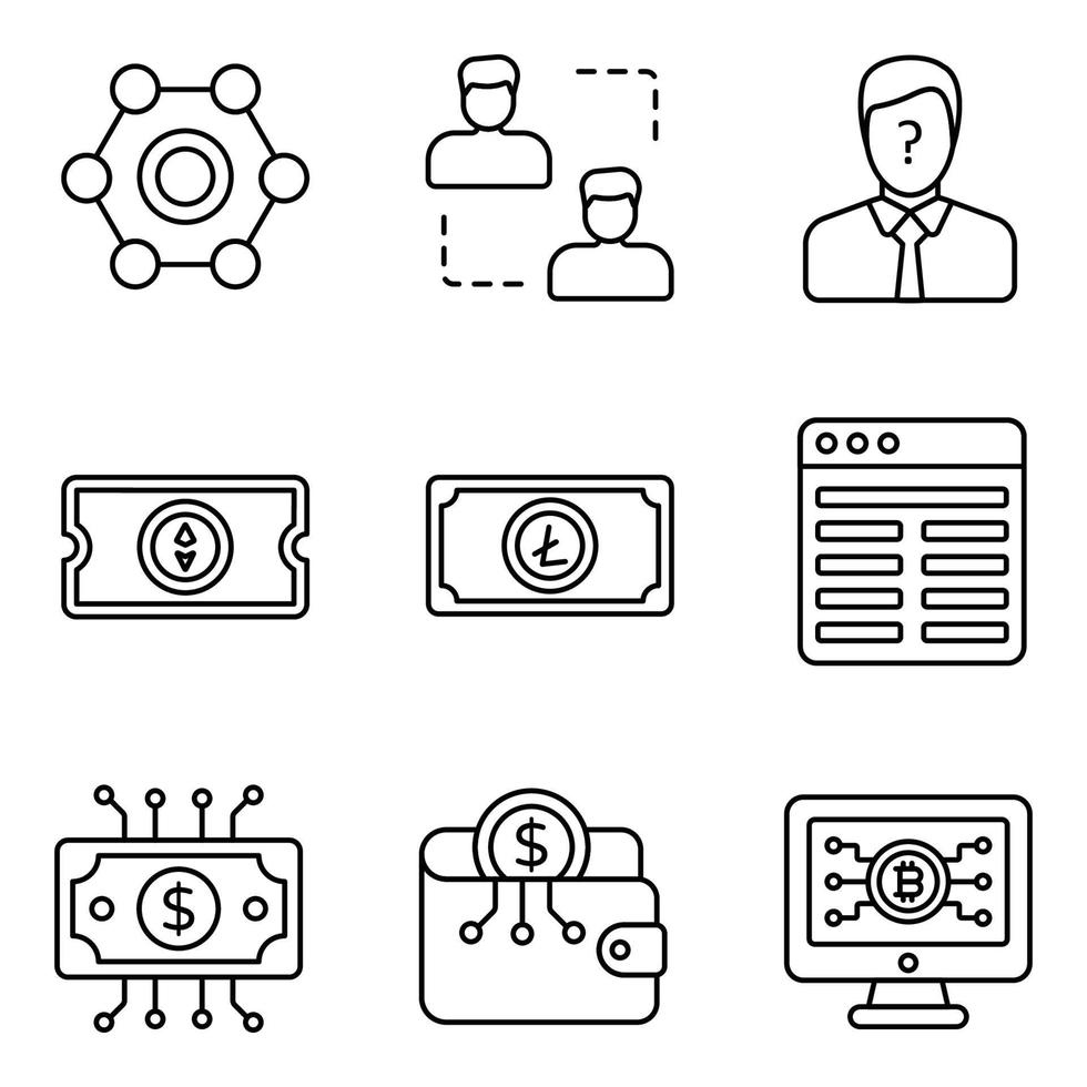Cryptocurrency Line Icons Sets vector
