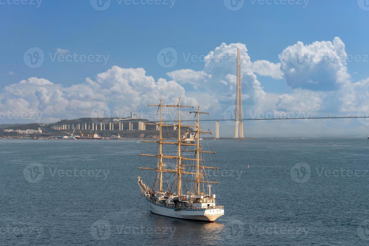 Seascape with a view of a sailboat photo