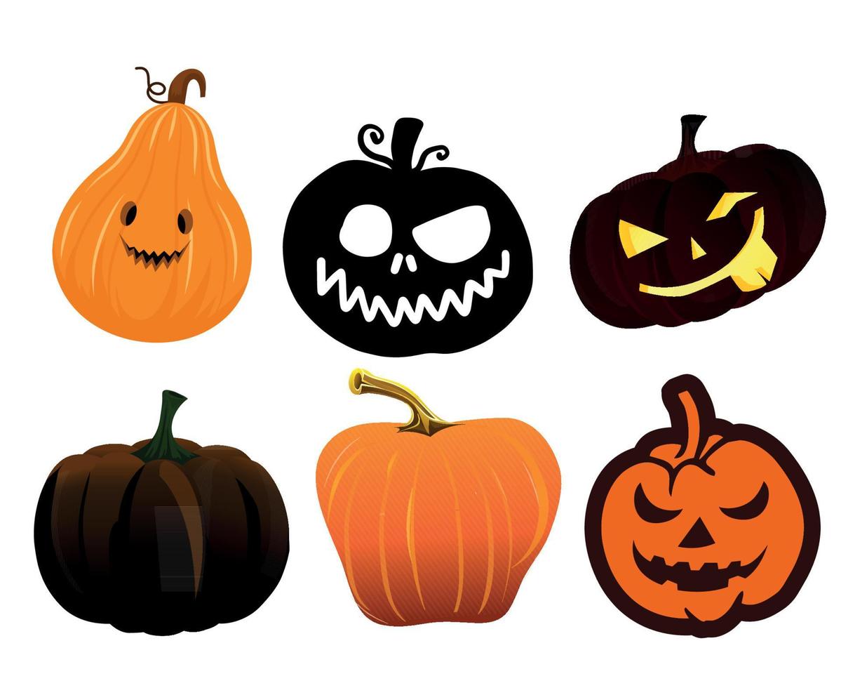 Calabaza de halloween objetos signos símbolos ilustración vectorial abstracto con fondo blanco. vector