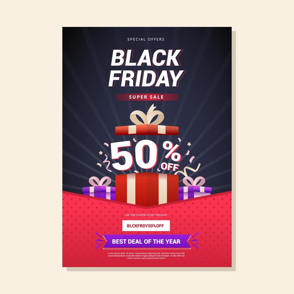 Black Friday Sale Poster Concept with Gift Box vector