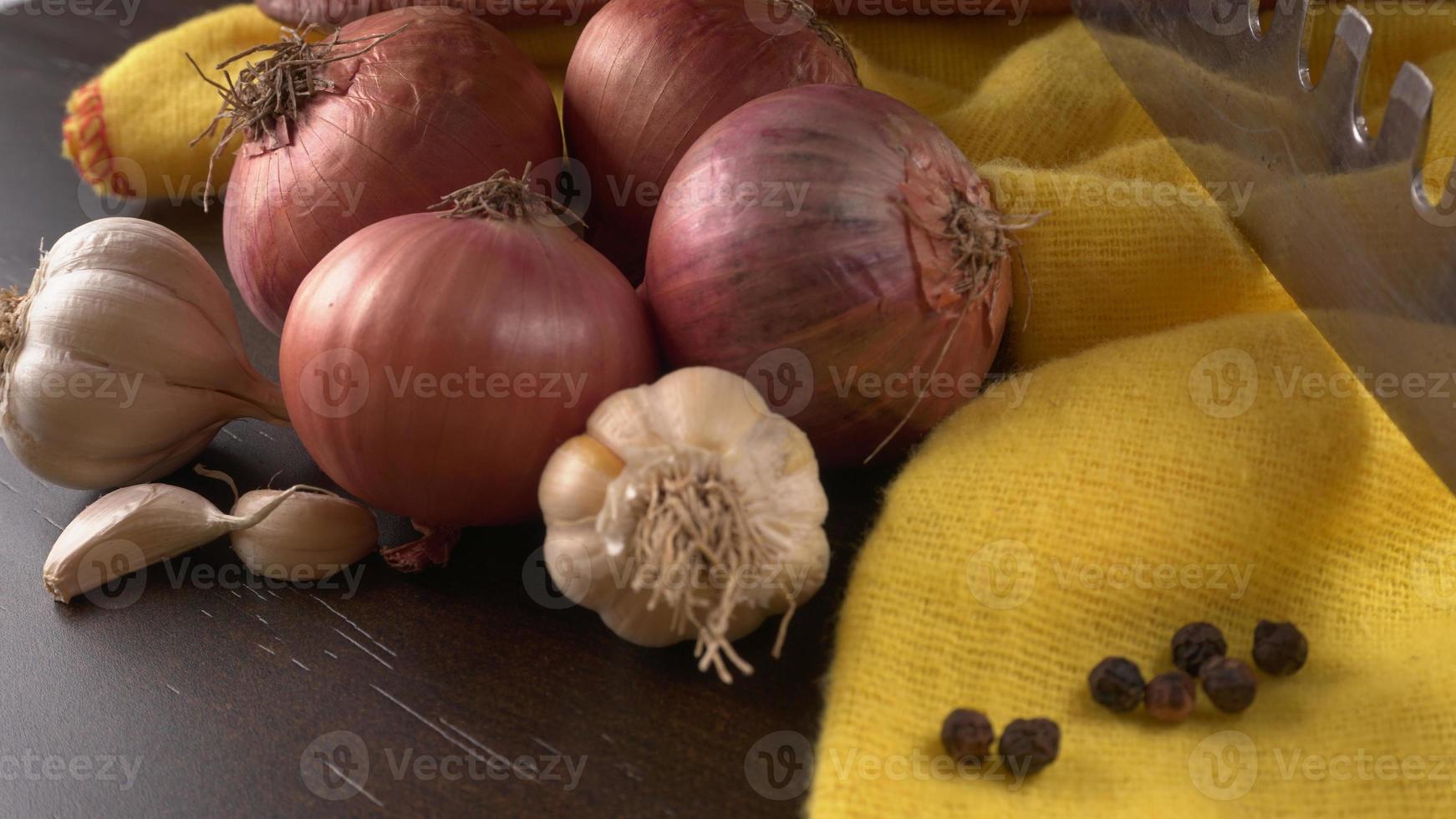 cebollas rojas frescas foto