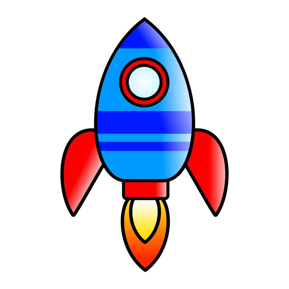 Simple Rocket Cartoon with Fire Blast vector