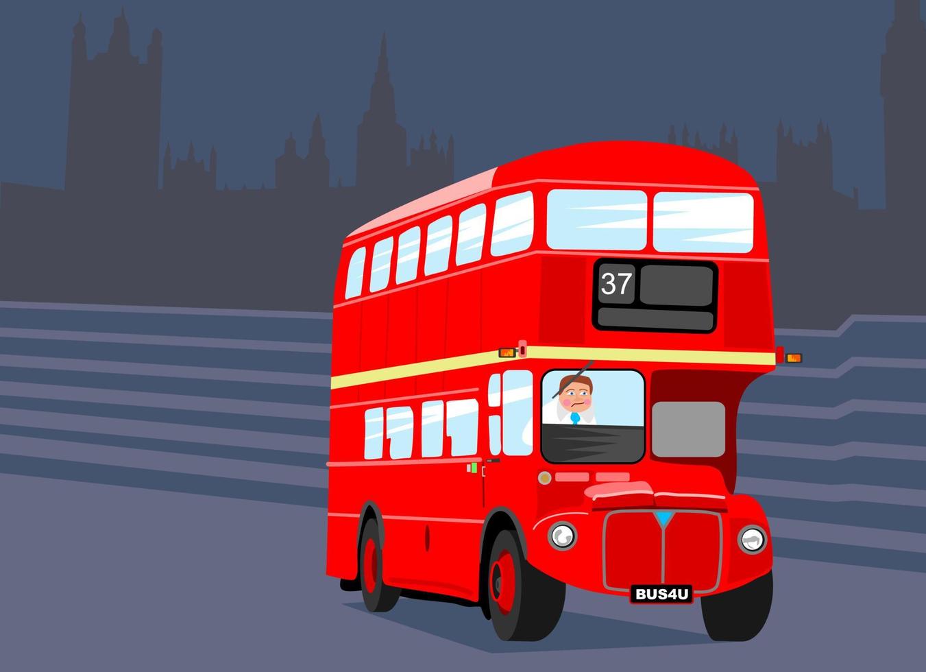 autobús rojo británico de dos pisos de la ciudad de Londres vector