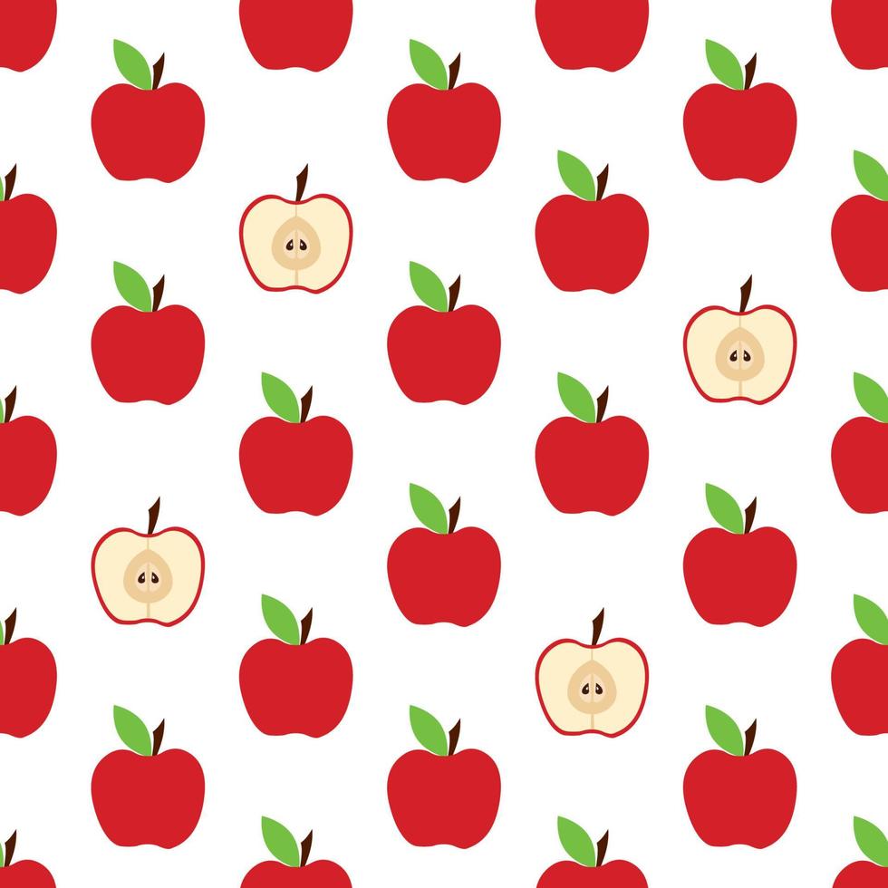 red apple seamless pattern, background with cute fruits, group of objects for wallpaper, textile, print vector