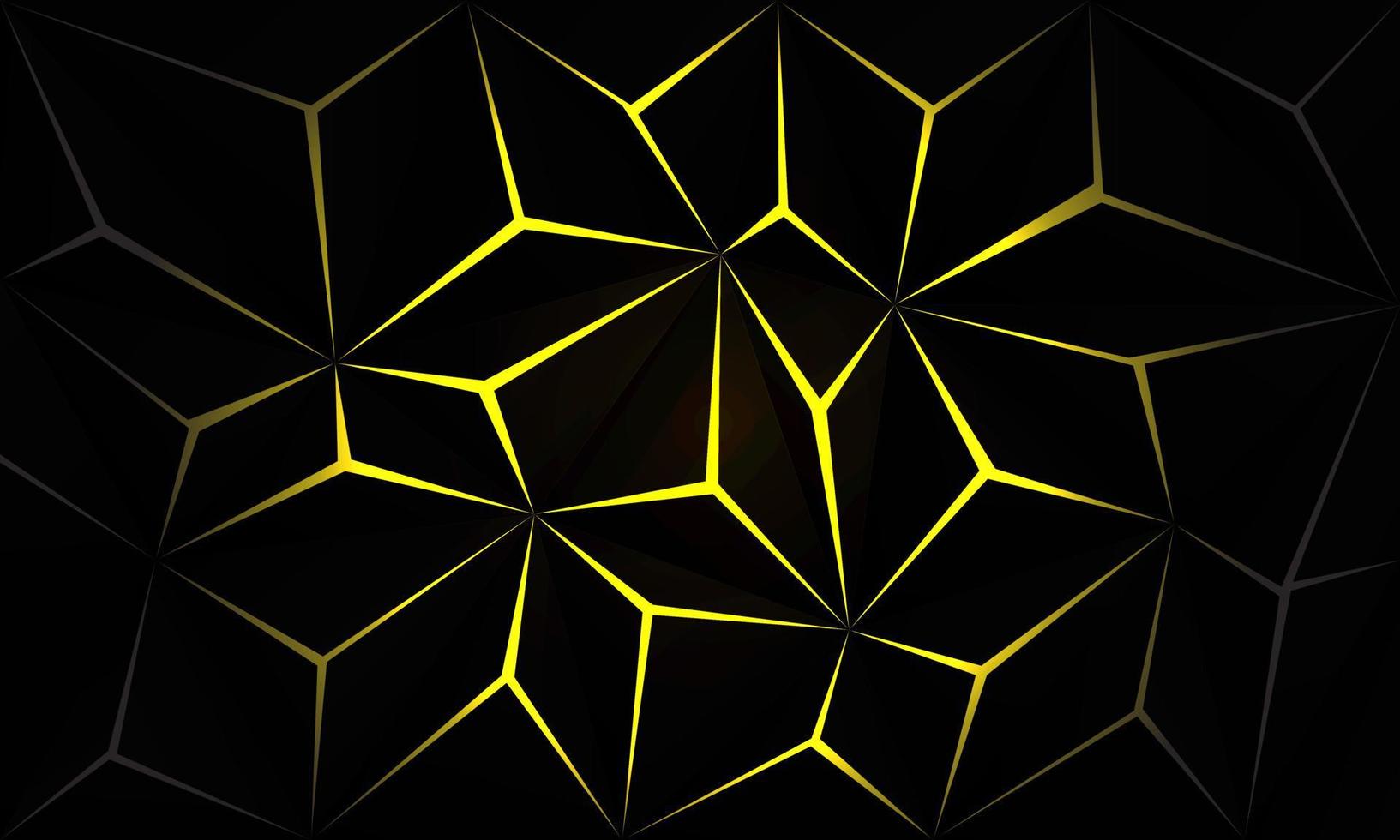 Abstract black metallic polygon yellow light futuristic technology design background vector