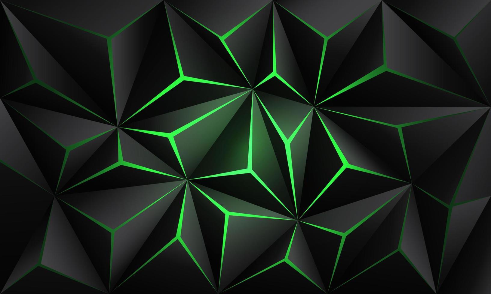 Abstract black polygon green light futuristic technology design background vector