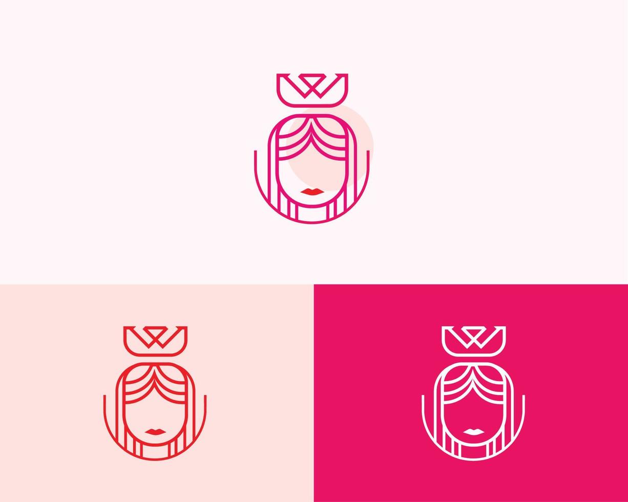 Beauty center logo design luxury . Princess logo for spa, body care product, beauty salon, cosmetic . Woman logo , cute girl . vector