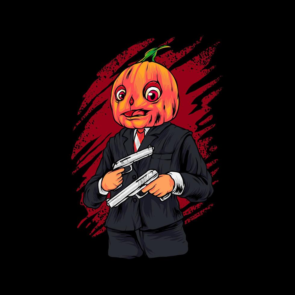 ilustración de calabaza gángster vector premium