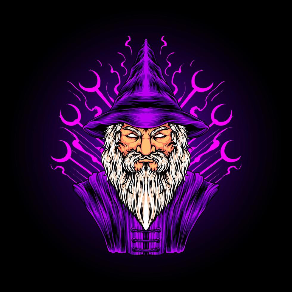 wizard head Illustration premium vector