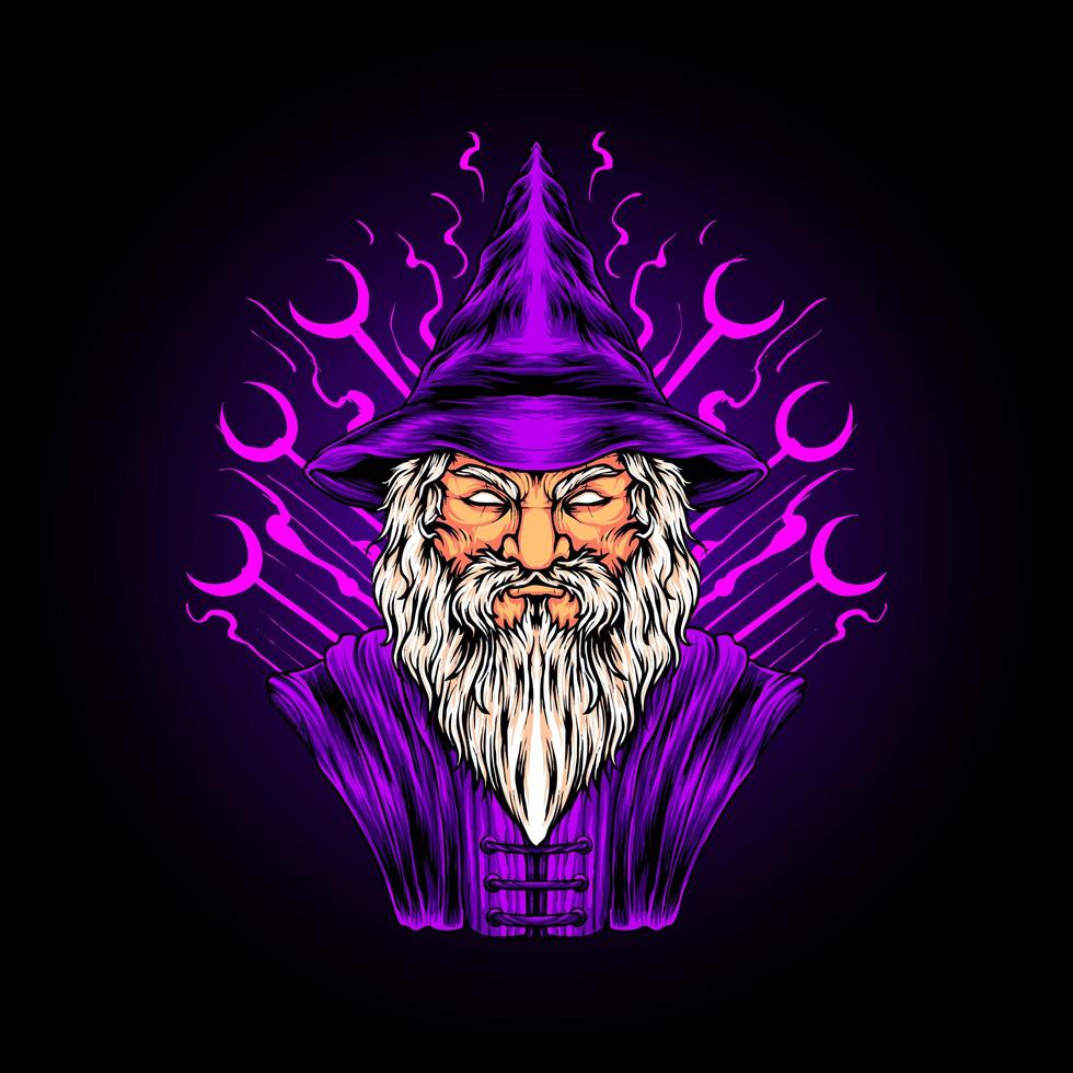 wizard head Illustration premium vector