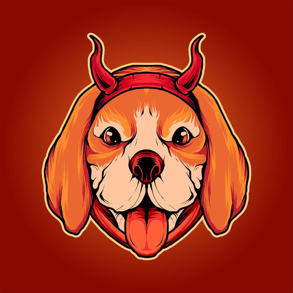 Ilustración de diablo de perro beagle vector premium