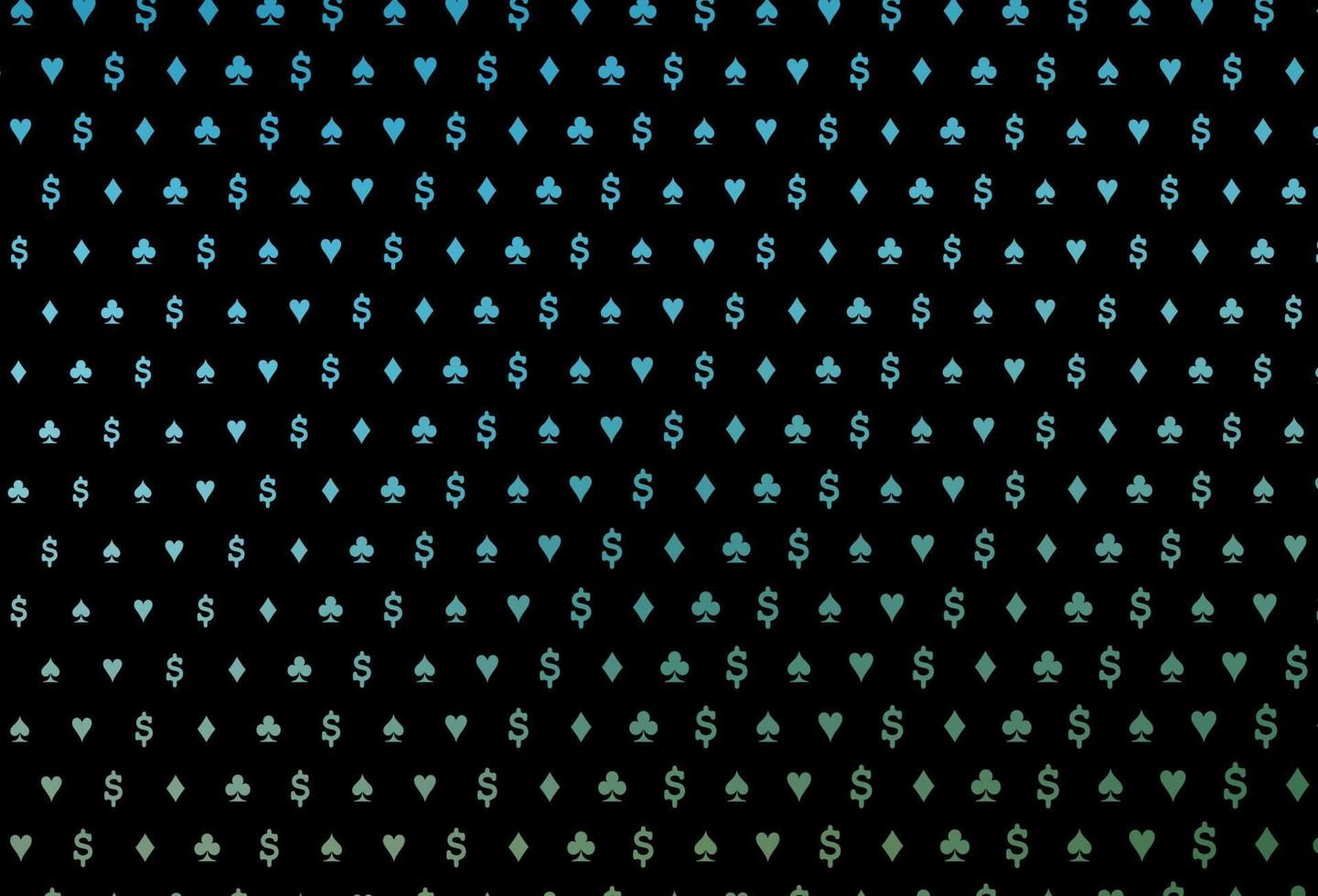 plantilla de vector azul oscuro con símbolos de póquer.