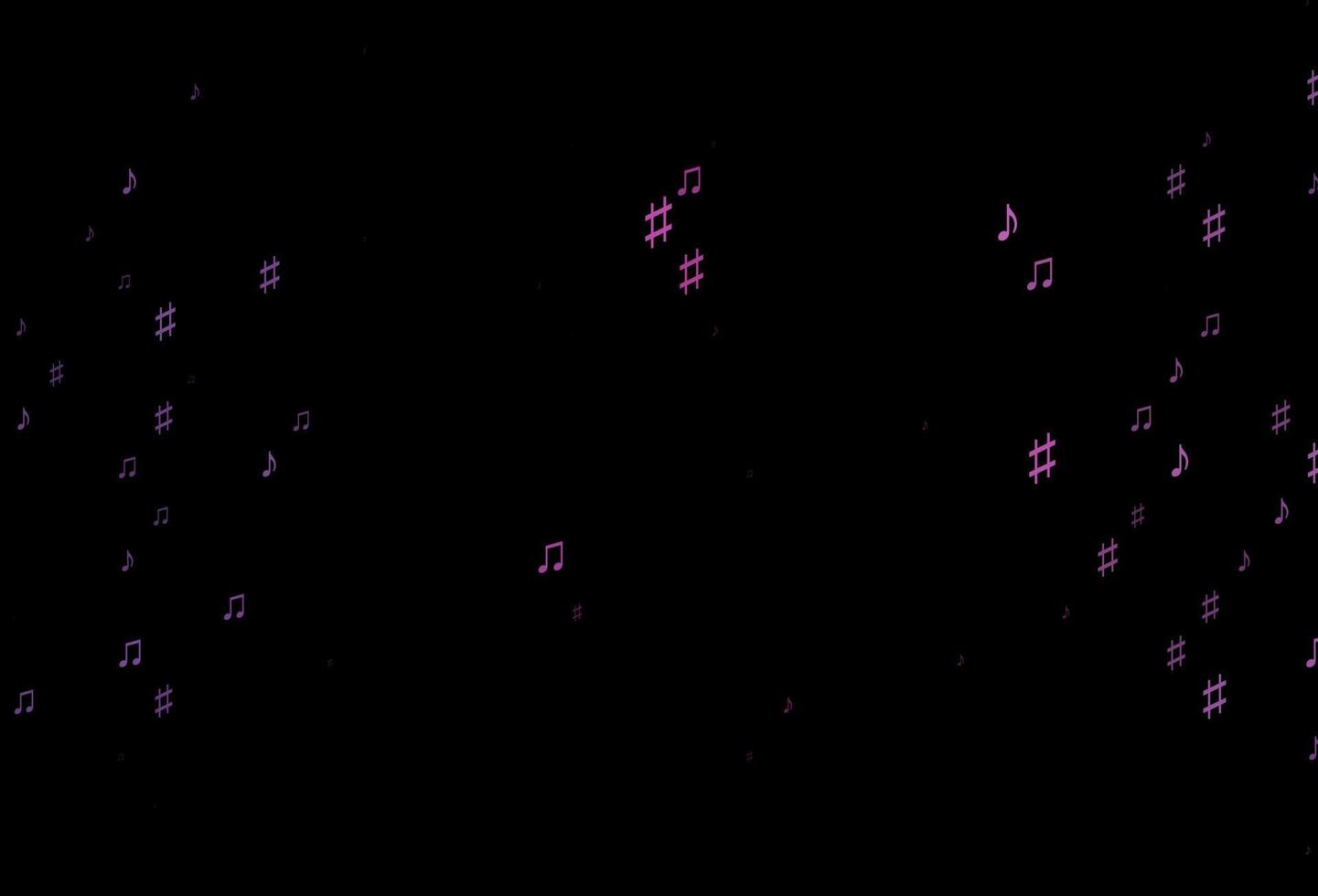 plantilla de vector de color rosa oscuro con símbolos musicales.