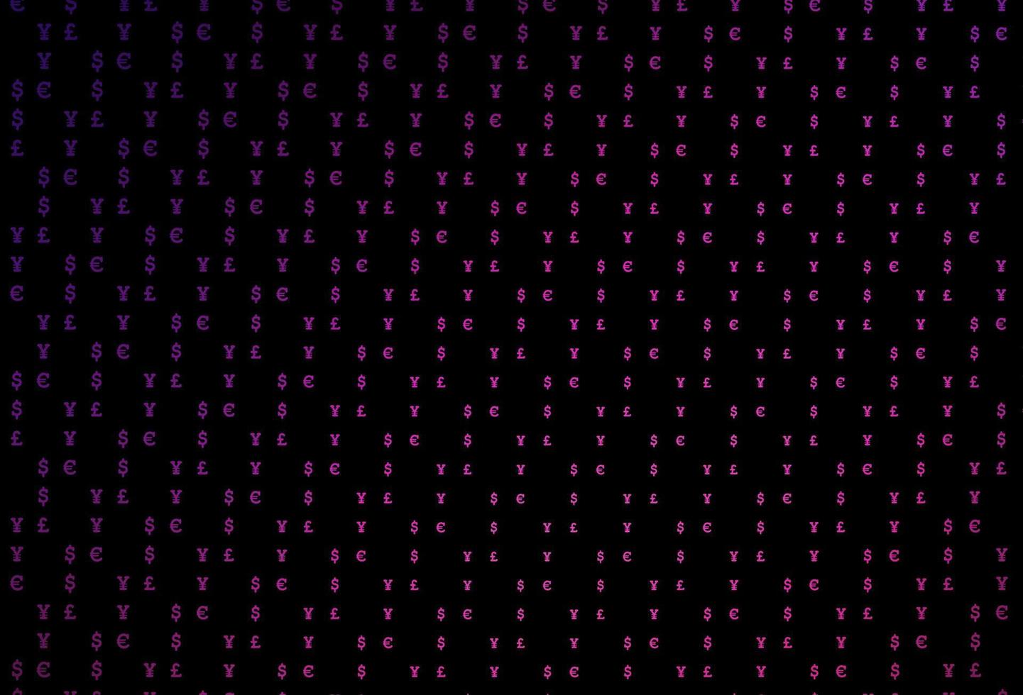 Dark pink vector background with EUR, USD, GBP, JPY.