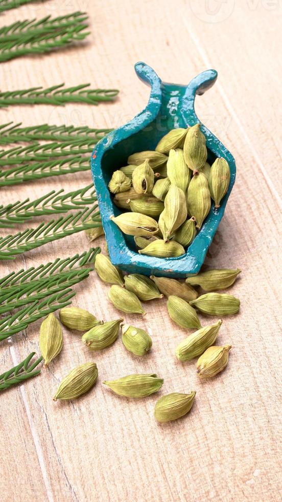 Fresh organic green elaichi or Cardamom photo