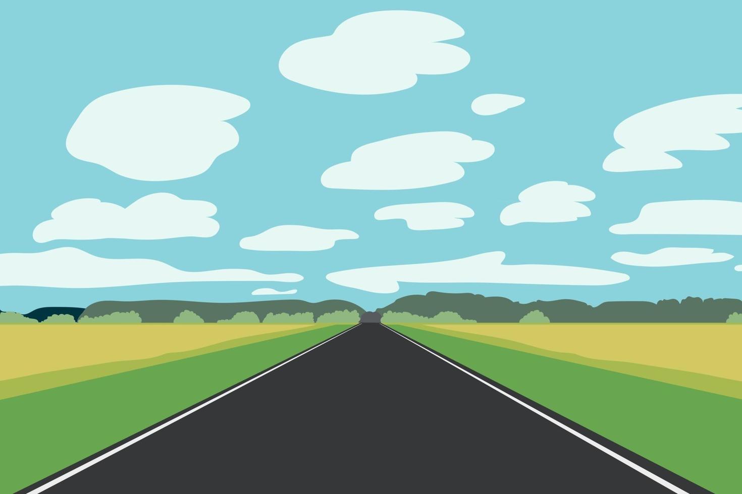 nature landscape with road.Nature scene with sky background.Scene with Empty Road vector