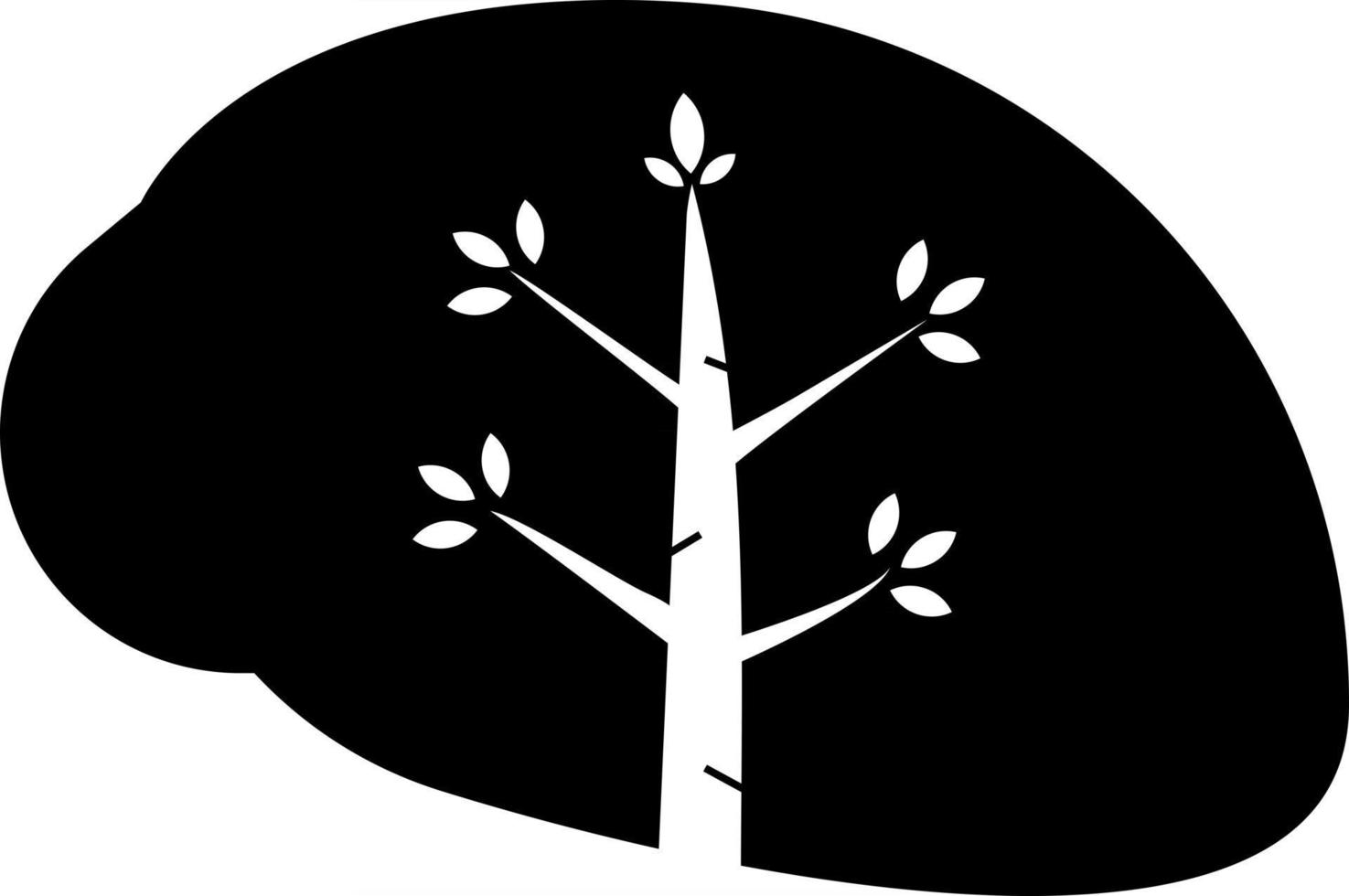 Silhouette brain eco icon vector concept.Nature thinking sign design.Tree in brain on symbol