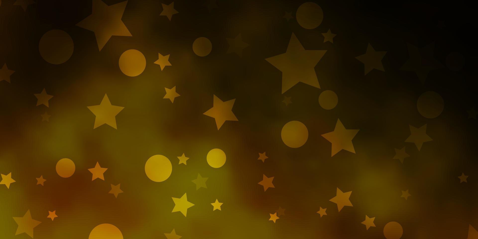 Dark Green, Yellow vector background with circles, stars.