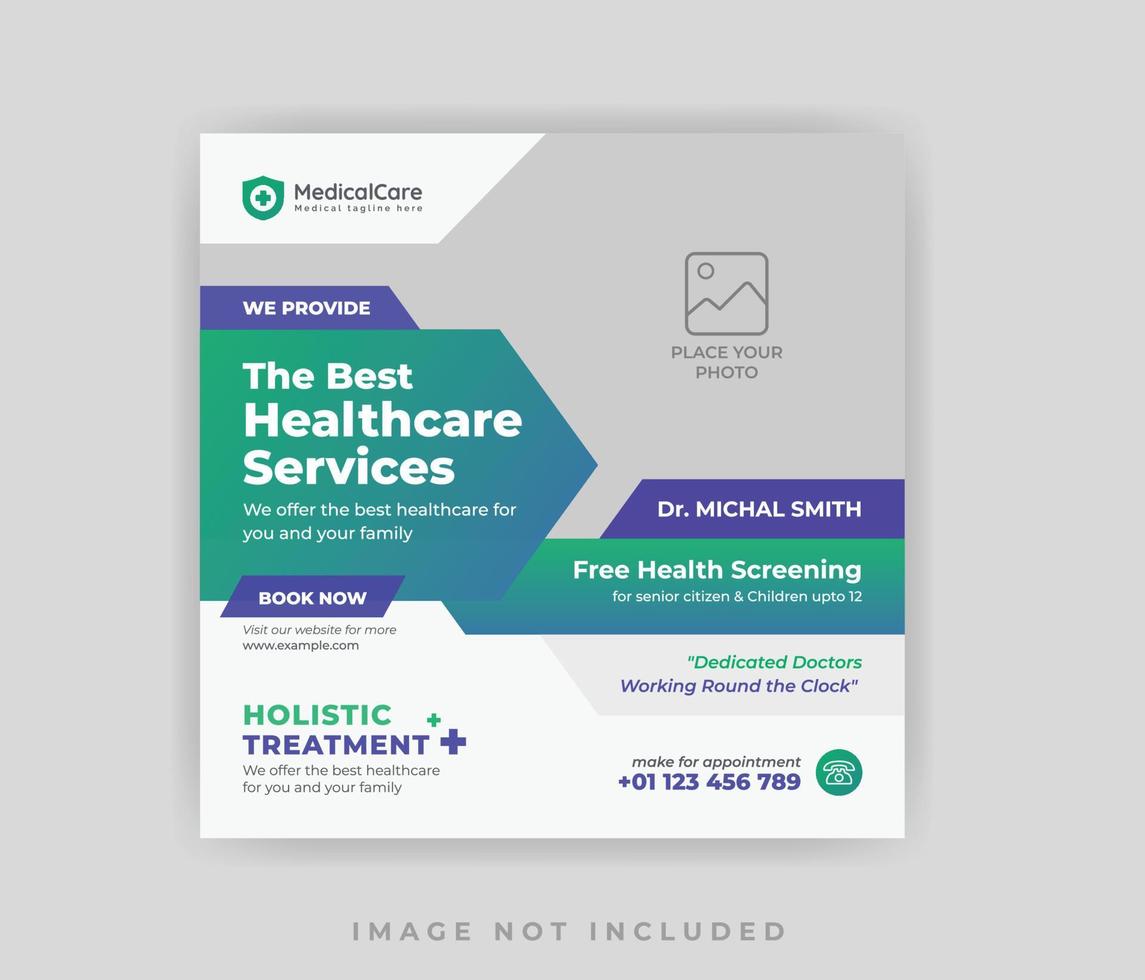 Medical healthcare flyer social media post web promotion banner template vector