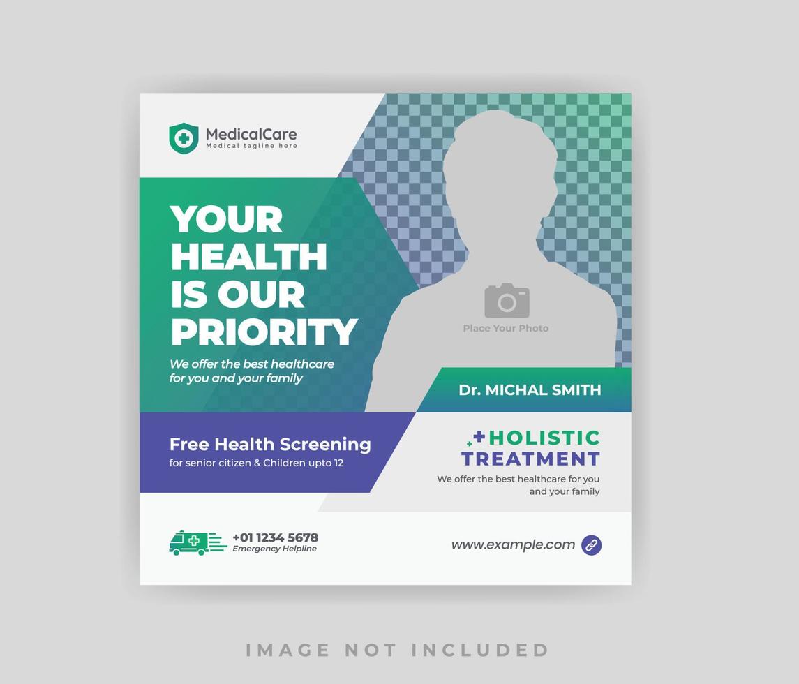 Medical healthcare flyer social media post web banner vector