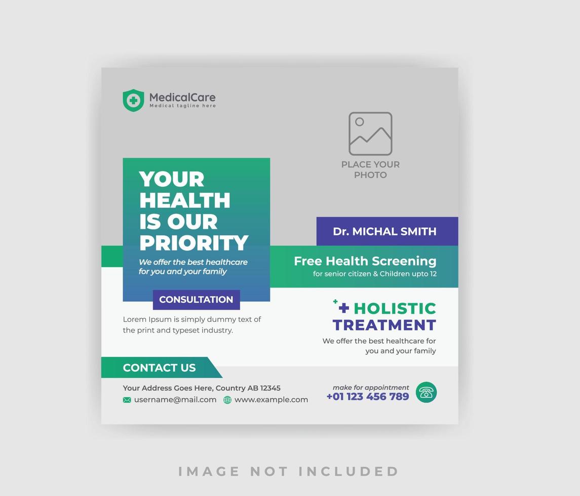 Modern Medical healthcare flyer social media post web promotion banner template vector